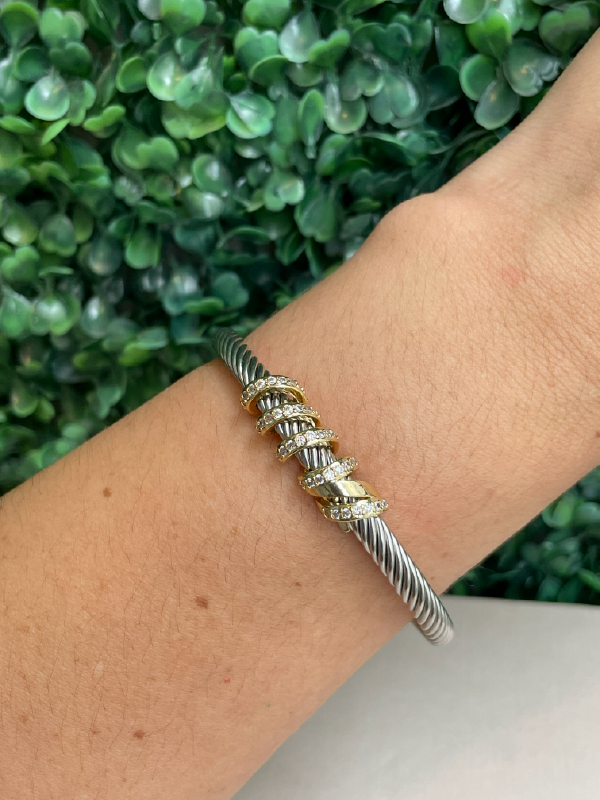 Bracelete Giulia Cabo Torcido e Elos Cravejados - Imagem 3