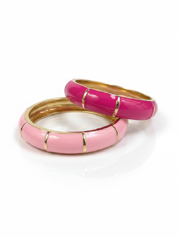 Bracelete Marcella Esmaltado (Duo Pink & Rosa)