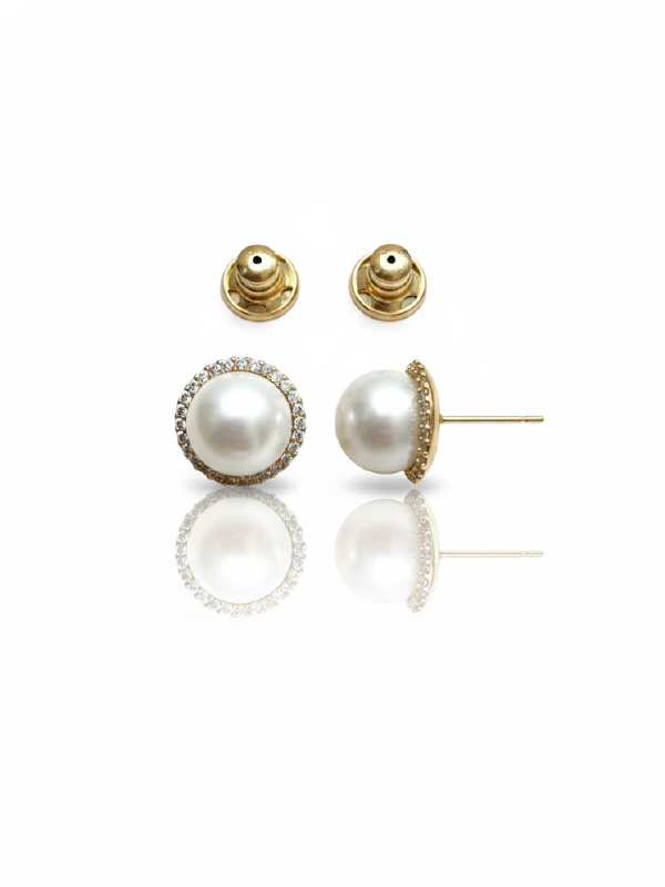 Brinco Alice (Pérola Cravejada com Tarraxa Mágica)