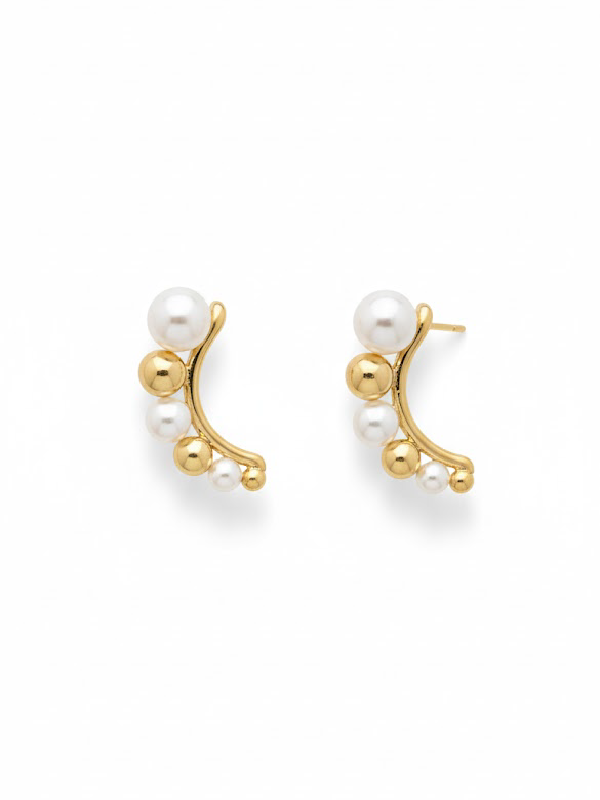 Brinco Luciana (Ear Cuff Pérolas e Esferas)