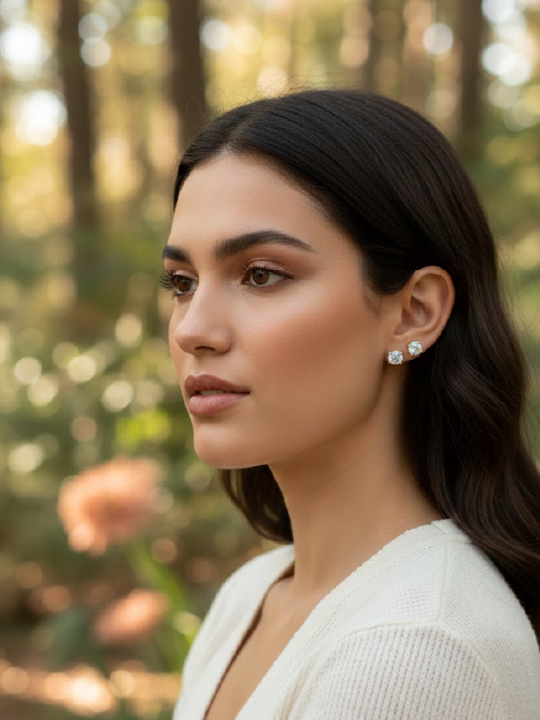 Duo Brincos Ponto de Luz Zircônia Cristal - Imagem 2